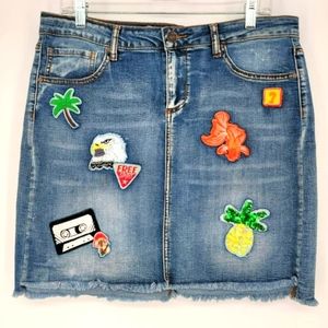 Rock & Indigo Denim Skirt Womens 12 / 30 Patchwork